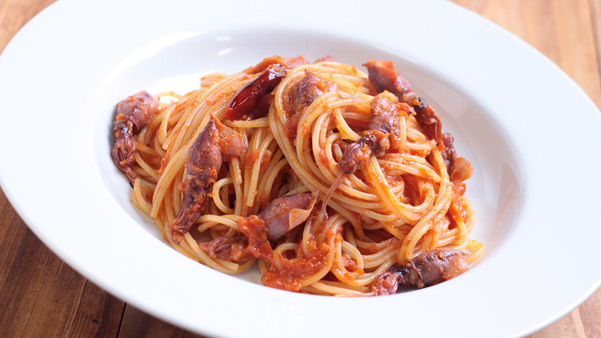 ホタルイカとトマトのパスタ