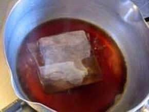 Boil the seasoning in a pot