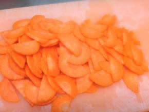 Slice the carrots for easy frying
