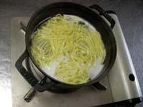 Boil the noodles in boiling water